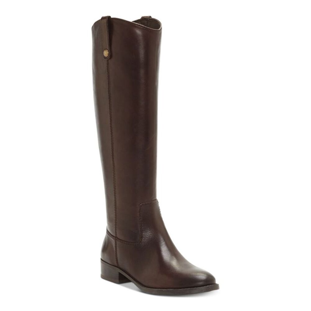 INC Womens Brown Pull Tab At Sides Fawne Toe Block Heel Leather Riding Boot 6 M